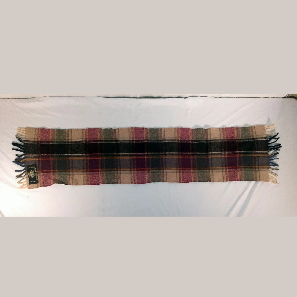 Burgandy Green Tartan Print Queen Victoria Wool